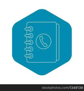 Phone book with handset icon. Outline illustration of phone book with handset vector icon for web. phone book with handset icon, outline style