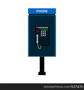 Phone booth call sign technology vector icon. Modern blue concept telecommunication flat outdoor city telephone