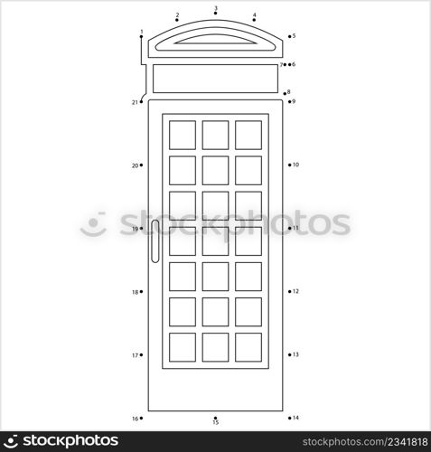 Phone Booth Connect The Dots, Public Telephone Cabin Vector Art Illustration, Puzzle Game Containing A Sequence Of Numbered Dots