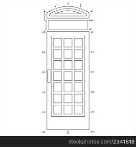 Phone Booth Connect The Dots, Public Telephone Cabin Vector Art Illustration, Puzzle Game Containing A Sequence Of Numbered Dots