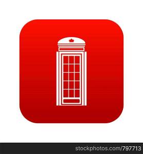 Phone booth icon digital red for any design isolated on white vector illustration. Phone booth icon digital red