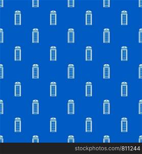 Phone booth pattern repeat seamless in blue color for any design. Vector geometric illustration. Phone booth pattern seamless blue
