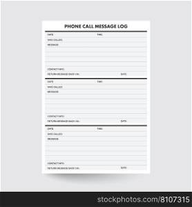 Phone call message log Royalty Free Vector Image