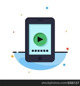 Phone, Cell, Play, Video Abstract Flat Color Icon Template