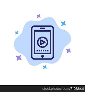 Phone, Cell, Play, Video Blue Icon on Abstract Cloud Background