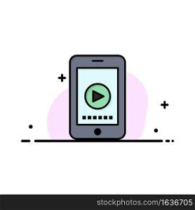 Phone, Cell, Play, Video  Business Flat Line Filled Icon Vector Banner Template