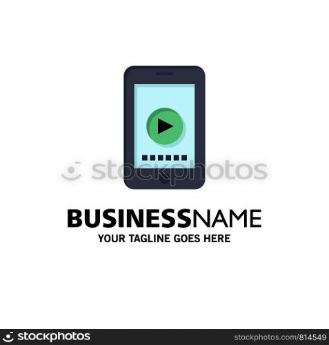 Phone, Cell, Play, Video Business Logo Template. Flat Color