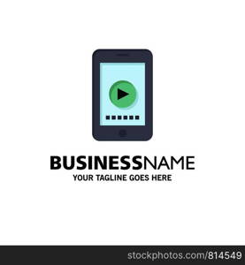 Phone, Cell, Play, Video Business Logo Template. Flat Color