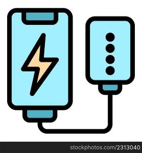 Phone charger icon. Outline phone charger vector icon color flat isolated. Phone charger icon color outline vector