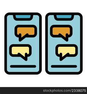 Phone chat icon. Outline phone chat vector icon color flat isolated. Phone chat icon color outline vector