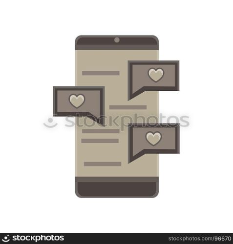 Phone chat message mobile vector text illustration messenger cellphone chatting isolated flat
