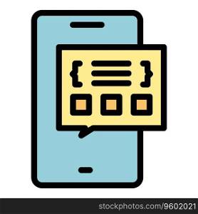 Phone code api icon outline vector. Service system. Internet feature color flat. Phone code api icon vector flat