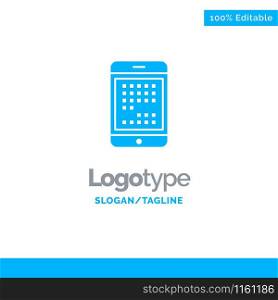 Phone, Computer, Device, Digital, Ipad, Mobile Blue Solid Logo Template. Place for Tagline