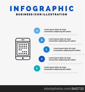Phone, Computer, Device, Digital, Ipad, Mobile Line icon with 5 steps presentation infographics Background