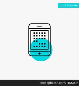 Phone, Computer, Device, Digital, Ipad, Mobile turquoise highlight circle point Vector icon