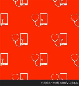 Phone diagnosis pattern repeat seamless in orange color for any design. Vector geometric illustration. Phone diagnosis pattern seamless