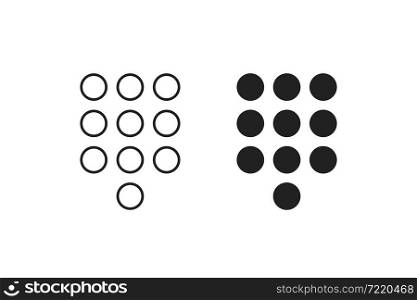 Phone dial icon. Smartphone number pad element. Mobile screen keypad interface in vector flat style.
