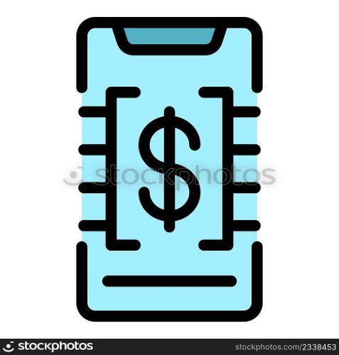Phone dollar icon. Outline phone dollar vector icon color flat isolated. Phone dollar icon color outline vector