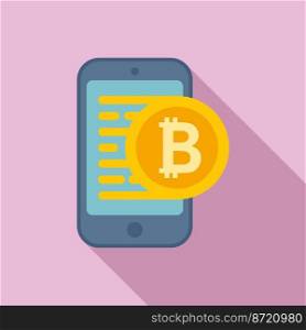 Phone finance icon flat vector. Crypto bitcoin. Payment financial. Phone finance icon flat vector. Crypto bitcoin