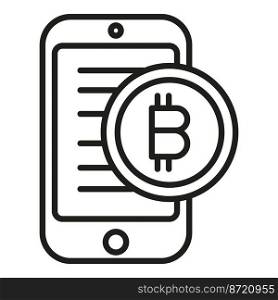 Phone finance icon outline vector. Crypto bitcoin. Payment financial. Phone finance icon outline vector. Crypto bitcoin