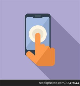 Phone finger touch icon flat vector. Using app. Screen smart. Phone finger touch icon flat vector. Using app