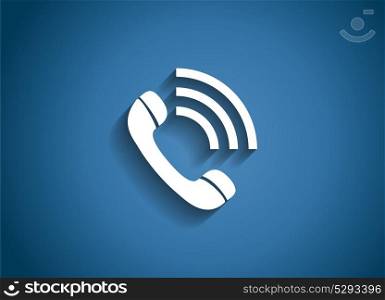 Phone Glossy Icon Vector Illustration on Blue Background. EPS10. Phone Glossy Icon Vector Illustration