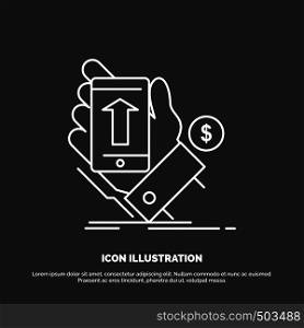 phone, hand, Shopping, smartphone, Currency Icon. Line vector symbol for UI and UX, website or mobile application. Vector EPS10 Abstract Template background