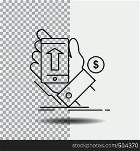 phone, hand, Shopping, smartphone, Currency Line Icon on Transparent Background. Black Icon Vector Illustration. Vector EPS10 Abstract Template background