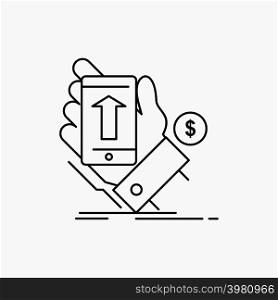 phone, hand, Shopping, smartphone, Currency Line Icon. Vector isolated illustration