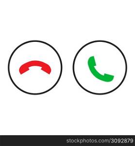 Phone handset green red. mobile device concept. Business circle. Call icon. Web ui design. Vector illustration. stock image. EPS 10.. Phone handset green red. mobile device concept. Business circle. Call icon. Web ui design. Vector illustration. stock image. E