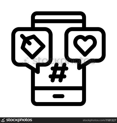 Phone Heart Label Icon Vector. Outline Phone Heart Label Sign. Isolated Contour Symbol Illustration. Phone Heart Label Icon Vector Outline Illustration