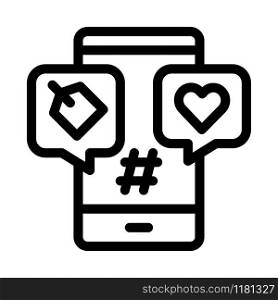 Phone Heart Label Icon Vector. Outline Phone Heart Label Sign. Isolated Contour Symbol Illustration. Phone Heart Label Icon Vector Outline Illustration