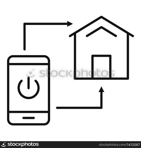 Phone house control icon. Outline phone house control vector icon for web design isolated on white background. Phone house control icon, outline style