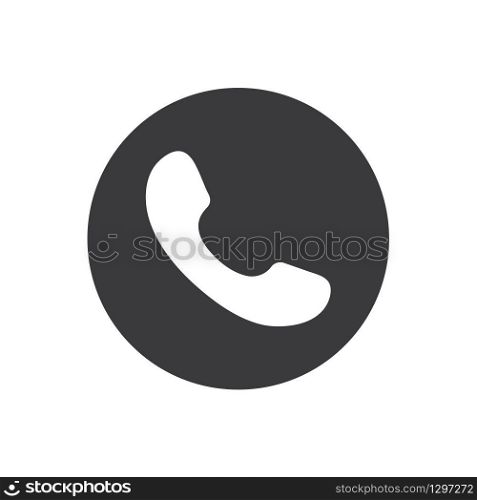 Phone icon Call icon. Black phone icon on a gray background.