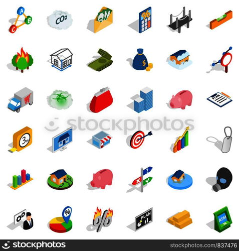 Phone icons set. Isometric style of 36 phone vector icons for web isolated on white background. Phone icons set, isometric style