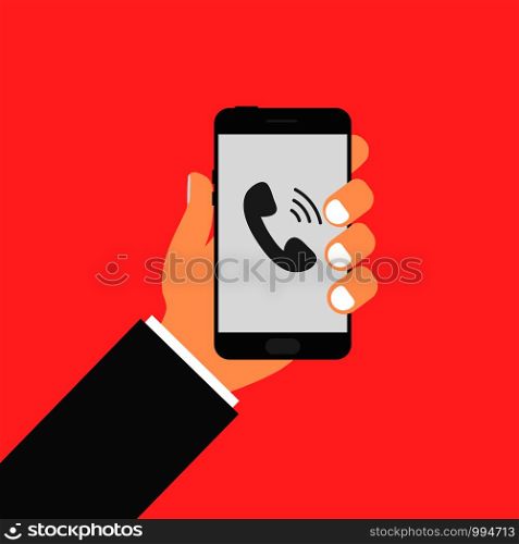 Phone in hand. Call phone. Vector eps10