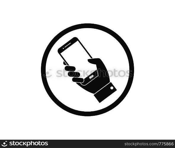 phone in hand logo icon vector illustration design template