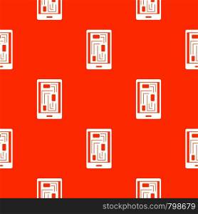 Phone innards pattern repeat seamless in orange color for any design. Vector geometric illustration. Phone innards pattern seamless