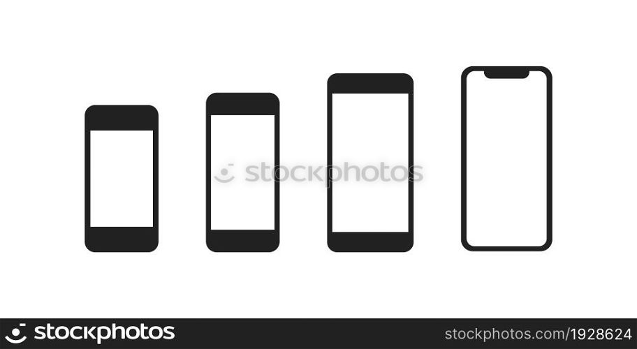 Phone isolated mockup. Vector smartphone illustration, mobile screen in flat style.