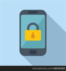 Phone lock icon flat vector. Data privacy. Safe personal. Phone lock icon flat vector. Data privacy