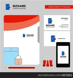 Phone locked Business Logo, File Cover Visiting Card and Mobile App Design. Vector Illustration