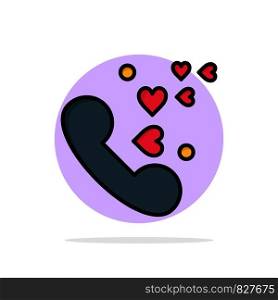 Phone, Love, Heart, Wedding Abstract Circle Background Flat color Icon