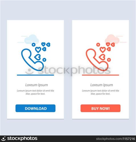 Phone, Love, Heart, Wedding Blue and Red Download and Buy Now web Widget Card Template