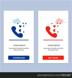 Phone, Love, Heart, Wedding Blue and Red Download and Buy Now web Widget Card Template