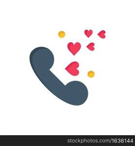 Phone, Love, Heart, Wedding  Flat Color Icon. Vector icon banner Template
