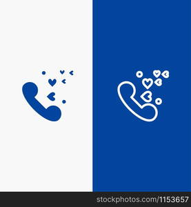 Phone, Love, Heart, Wedding Line and Glyph Solid icon Blue banner Line and Glyph Solid icon Blue banner