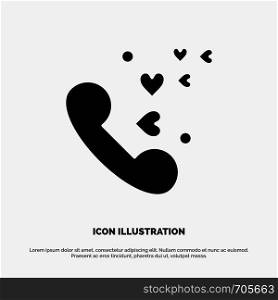 Phone, Love, Heart, Wedding solid Glyph Icon vector