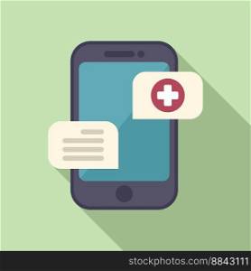 Phone medical chat icon flat vector. Patient record. Electronic tablet. Phone medical chat icon flat vector. Patient record
