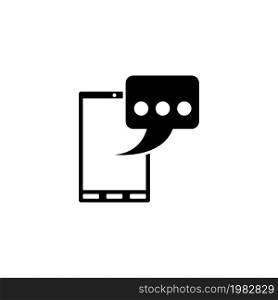 Phone Message Sms. Flat Vector Icon. Simple black symbol on white background. Phone Message Sms Flat Vector Icon