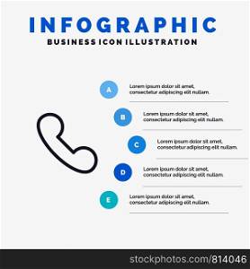 Phone, Mobile, Telephone, Call Line icon with 5 steps presentation infographics Background